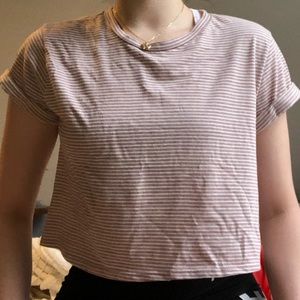 Lulus striped crop top size L cuffed sleeves